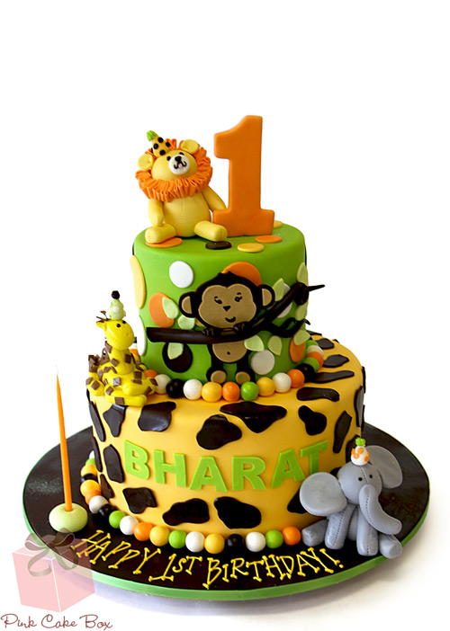 Jungle Party 1st Birthday Cake