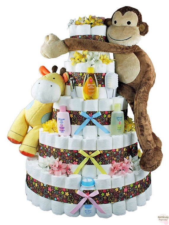 Jungle Theme Baby Shower Diaper Cake