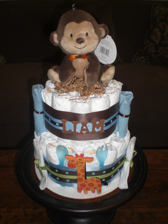 Jungle Theme Baby Shower Diaper Cake