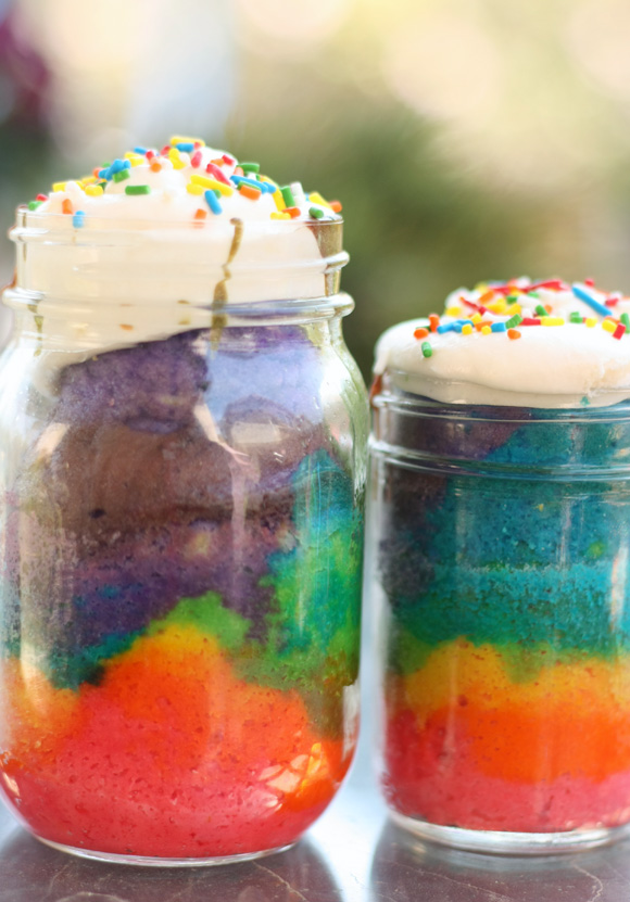 Mason Jar Rainbow Cake