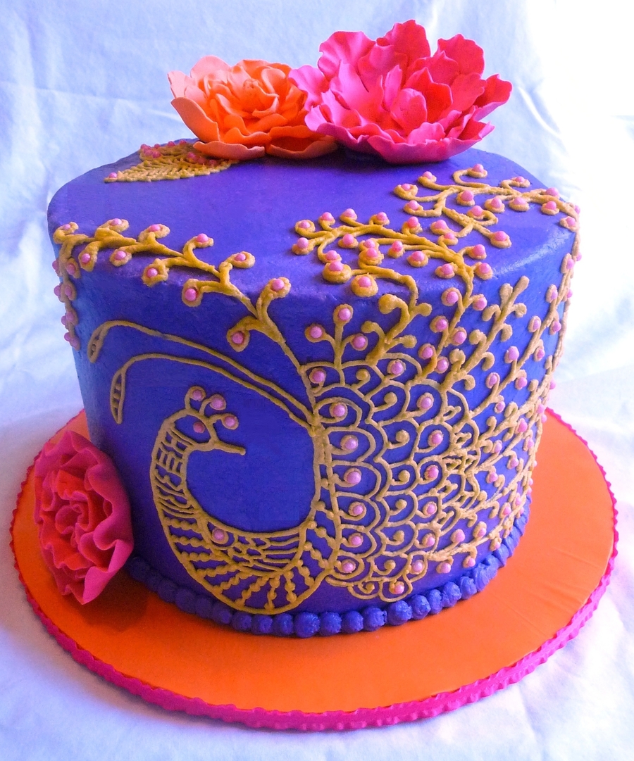 Mehndi Peacock Cake