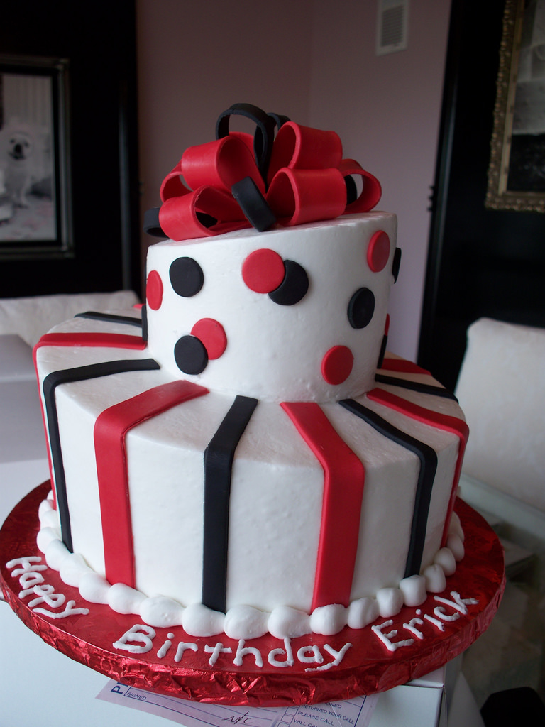 Men Red and Black Birthday Cake