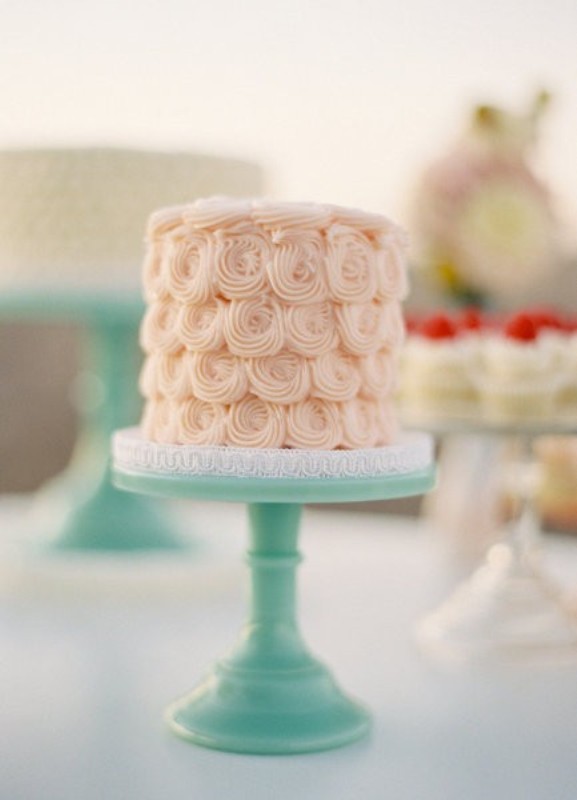 Mint and Coral Wedding Cake