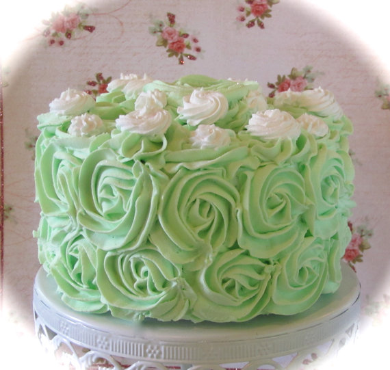 Mint Green Cake with Rosettes