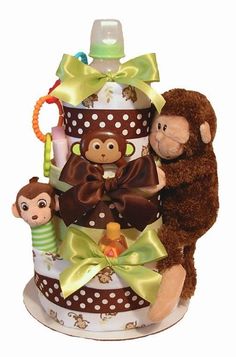 Monkey Theme Baby Shower Diaper Cake