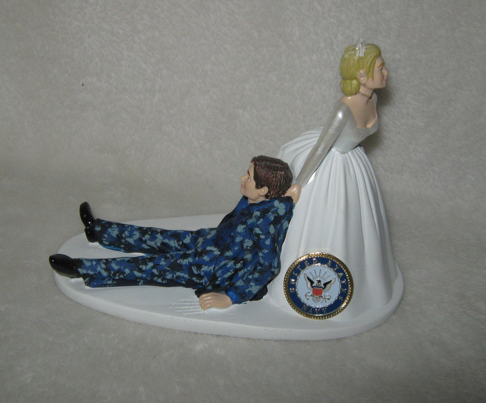 Navy Military Wedding Cake Toppers