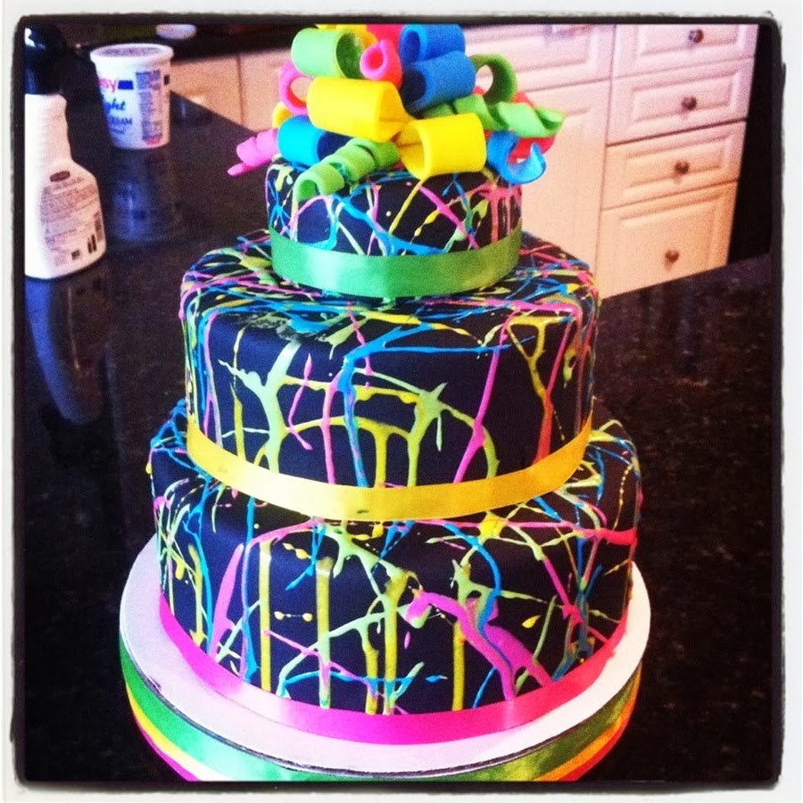 Neon Birthday Party Cake Ideas