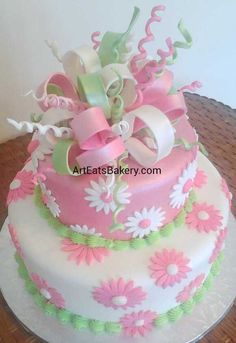 Pink and Green Elegant Birthday Cakes