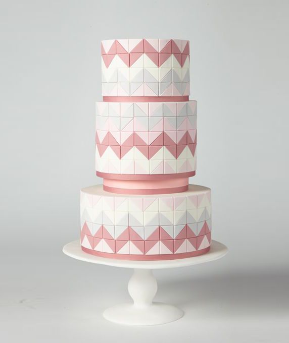 Pink Chevron Wedding Cake