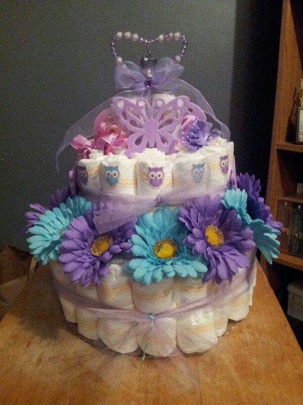 Purple Turquoise Diaper Cake