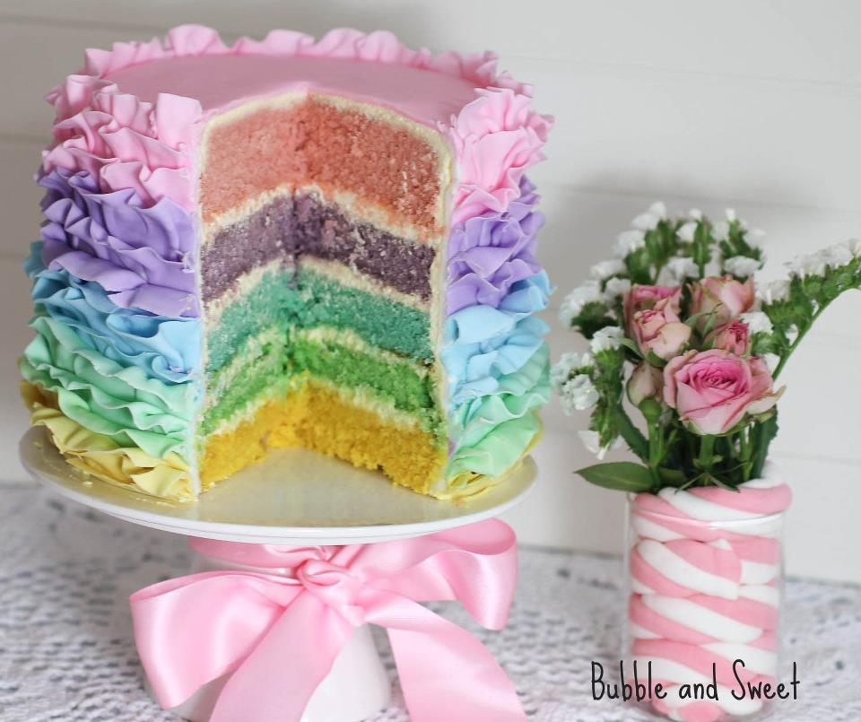 Rainbow Ruffle Cake