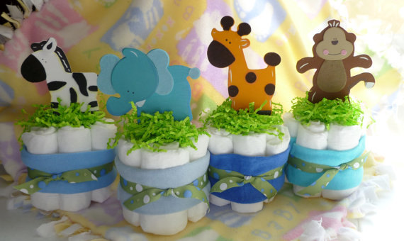 Safari Diaper Cakes for Baby Shower