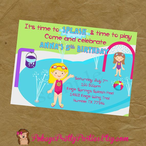 Splash Pad Birthday Party Invitations