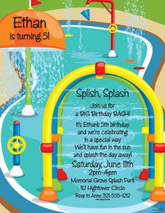 Splash Park Birthday Party Invitation