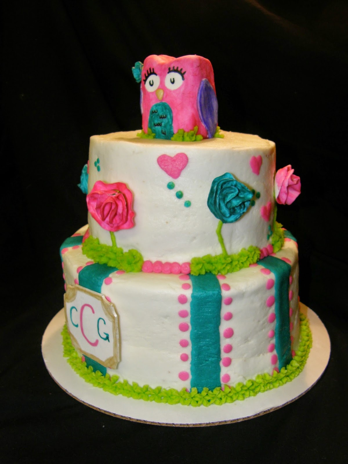 Teal and Pink Birthday Cake