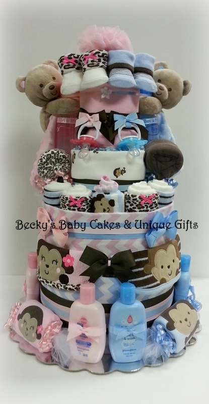 Twin Boys Baby Shower Diaper Cake