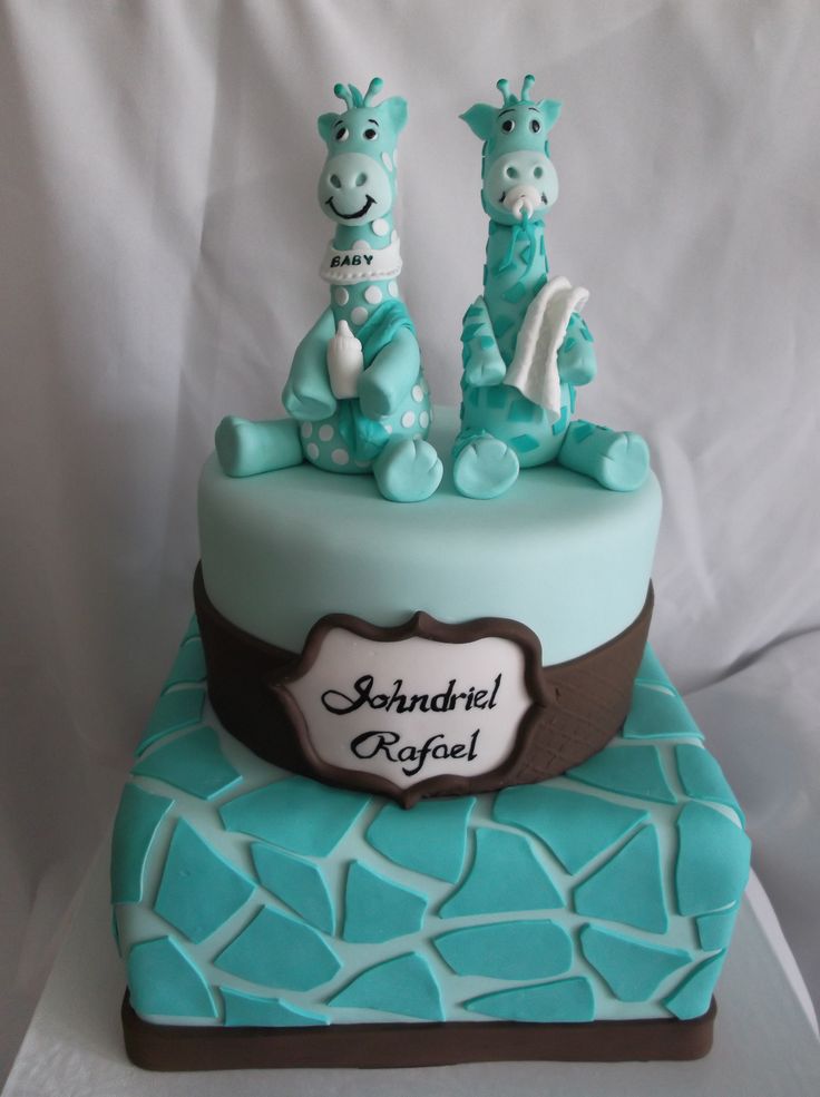 Twin Giraffe Baby Shower Cake