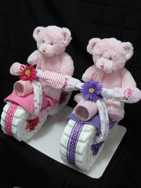 Twin Girls Baby Shower Diaper Cake