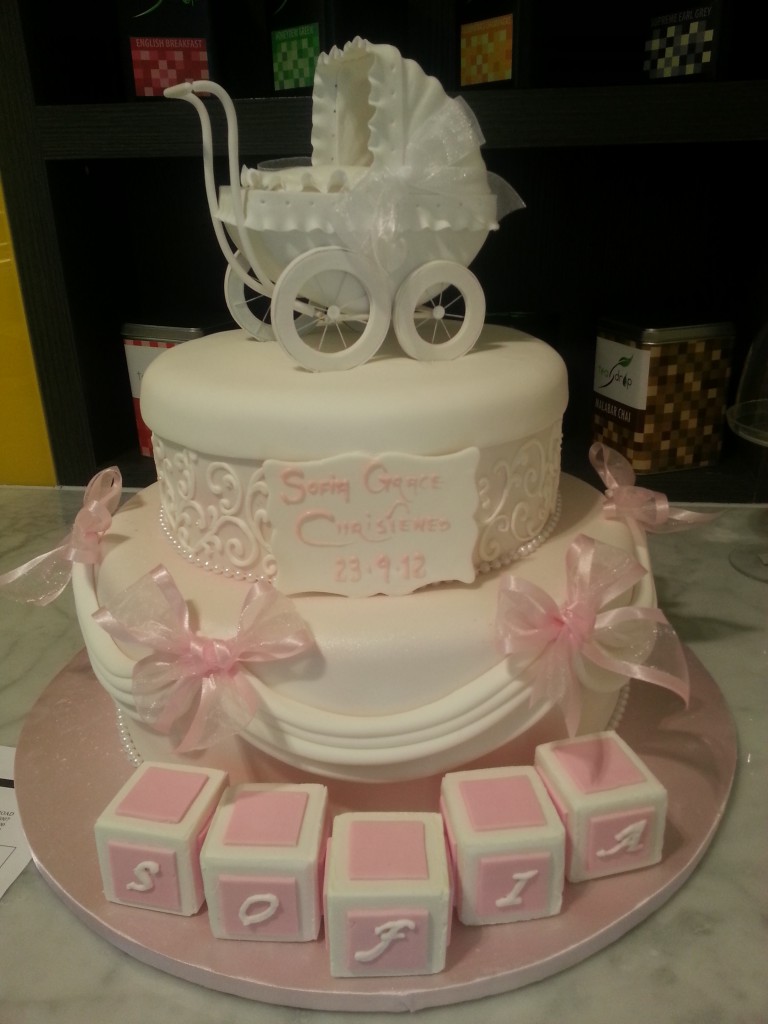 Two Tier Girls Christening Cake