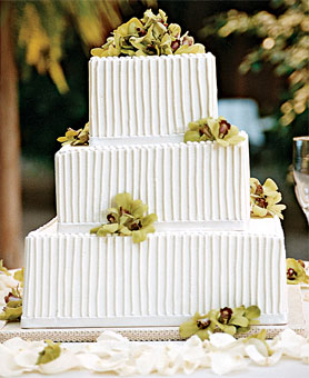 White Wedding Cake with Orchids