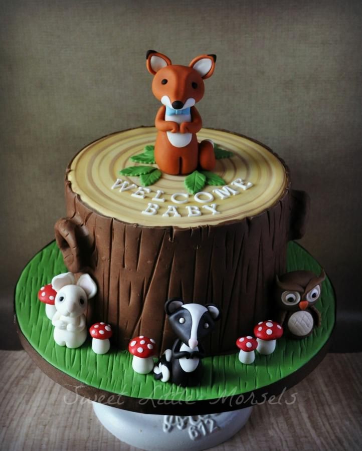 Woodland Animals Baby Shower Theme Cake