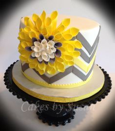 Yellow and Gray Chevron Cake