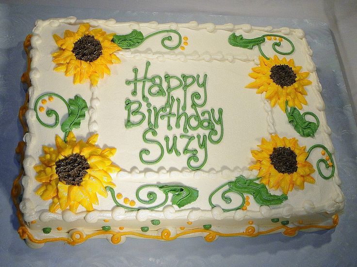 Yellow Sheet Cake with Sunflowers