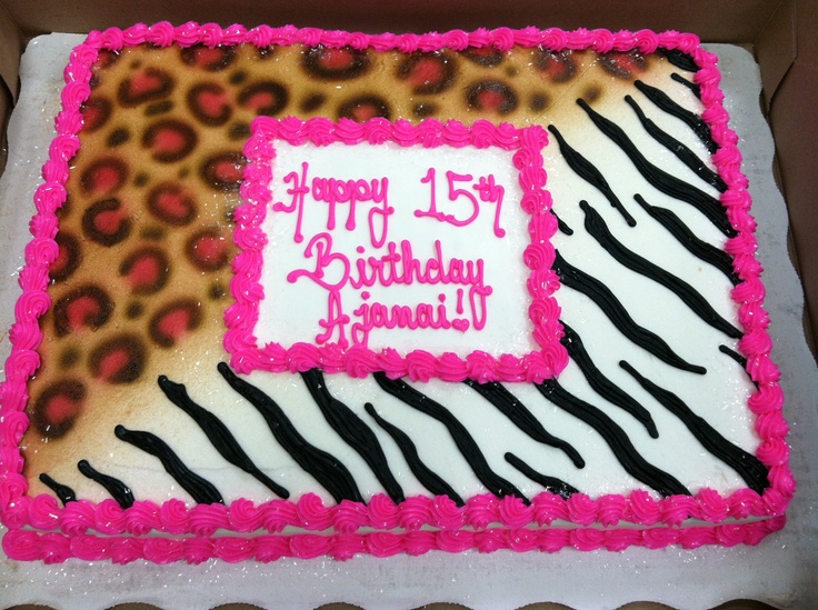 Zebra and Cheetah Print Birthday Cake