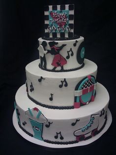 50s Themed Birthday Cake