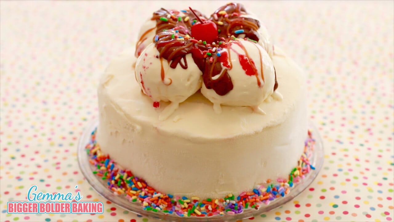 Banana Split Ice Cream Cake