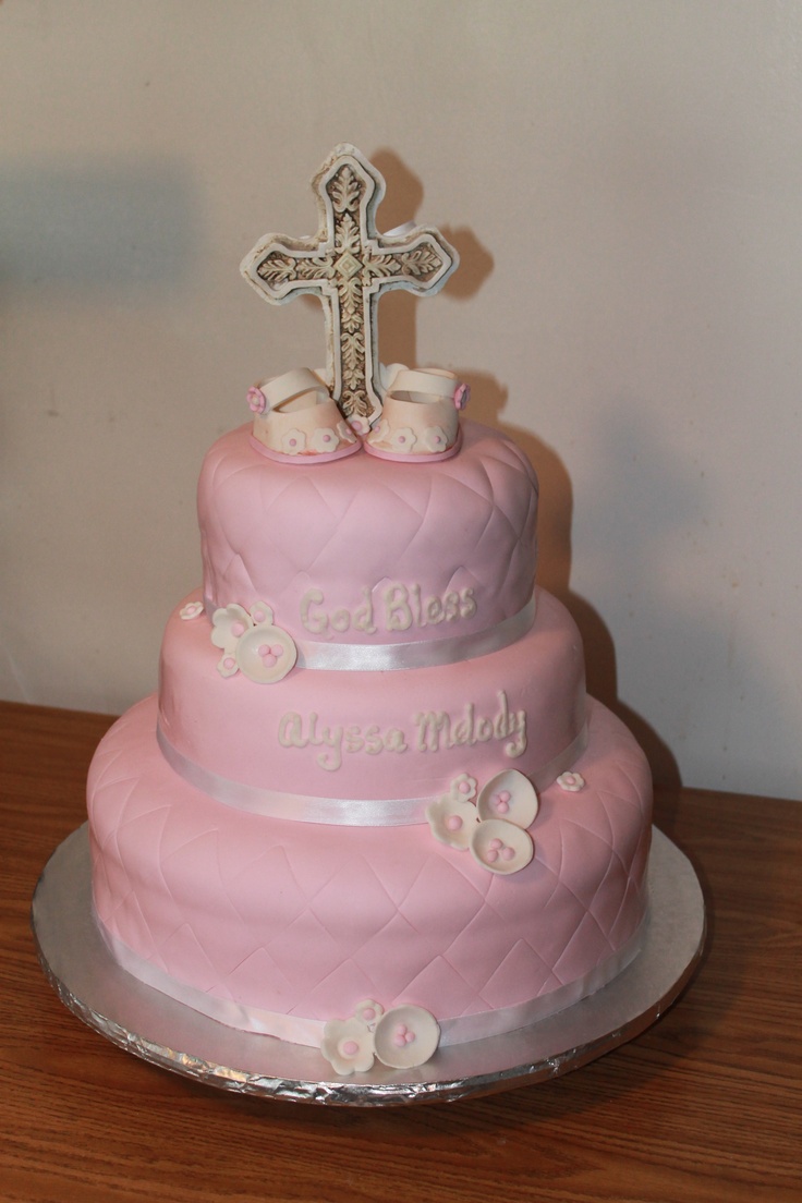 Baptism Fondant Cake Pink