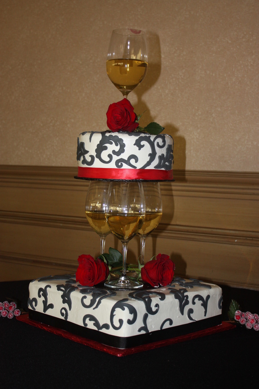 Birthday Cakes with Wine Glasses