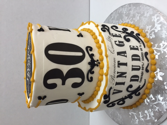 Black and Gold 30th Birthday Cake