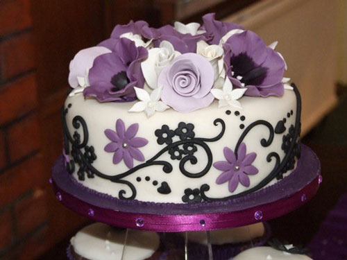 Black and Purple Wedding Cake