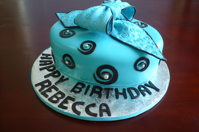 Black and Teal Birthday Cake