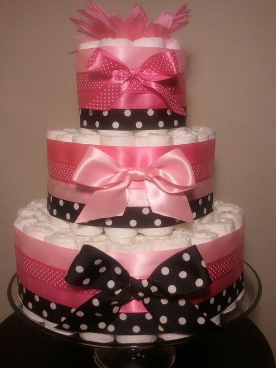 Black White & Pink Baby Shower Cake