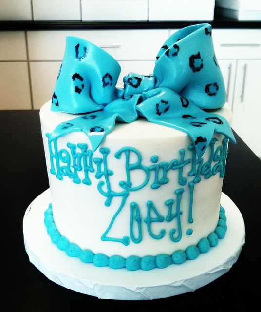 Blue and Aqua Birthday Cake