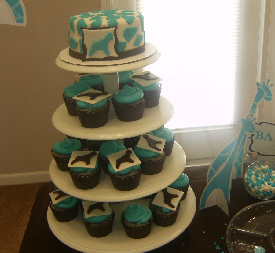 Blue Safari Baby Shower Cupcakes