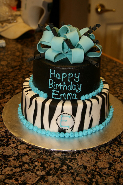 Blue White and Black Zebra Cake