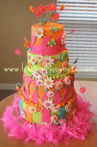 Bright Colored Birthday Cake