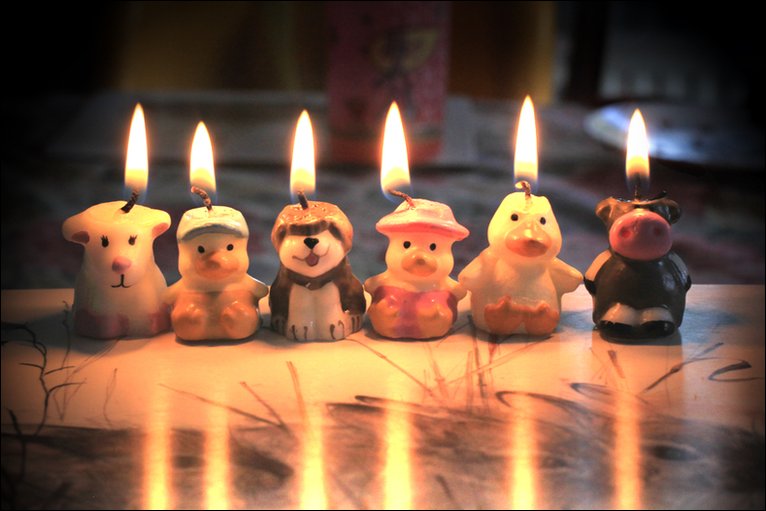 Cute Birthday Cake with Candles