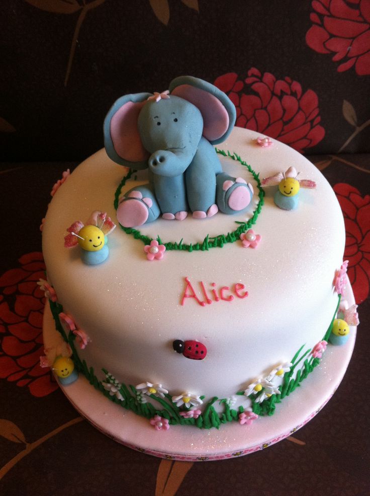 Elephant Girl First Birthday Cake