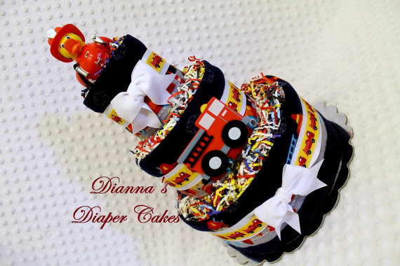 Fire Truck Baby Shower Diaper Cake