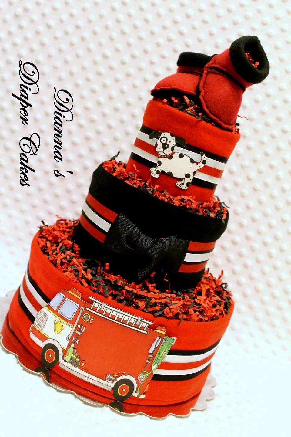 Firefighter Baby Shower Diaper Cake