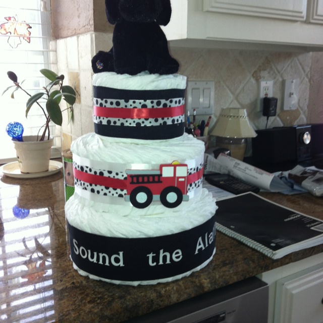 Fireman Baby Shower Diaper Cake