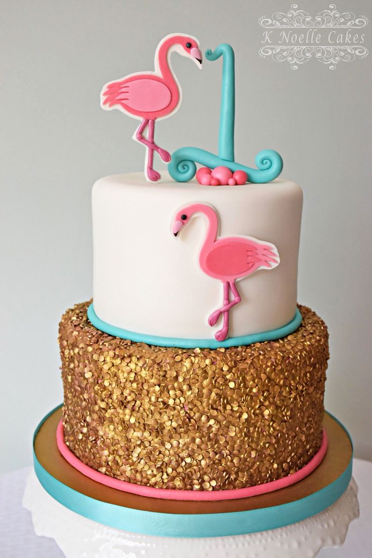 Flamingo Themed Birthday Cake