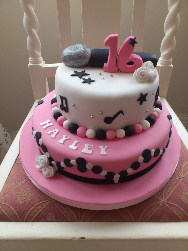 Girls Pink and Black Birthday Cake