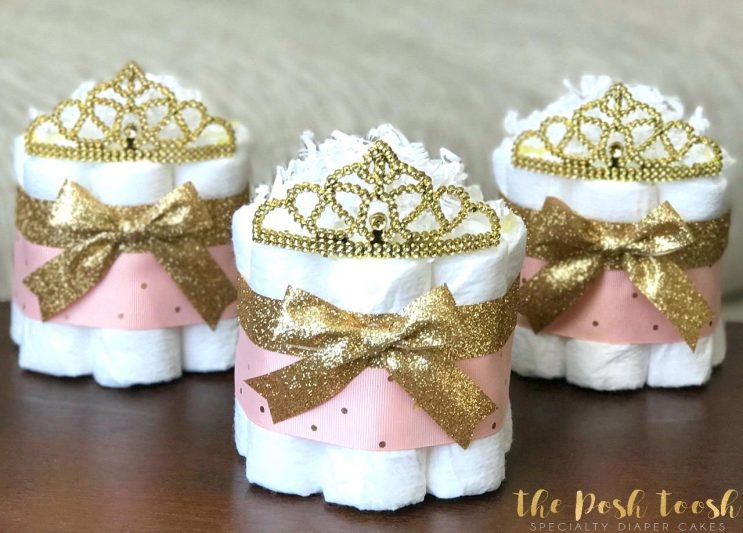 Gold and Pink Princess Baby Shower Centerpieces