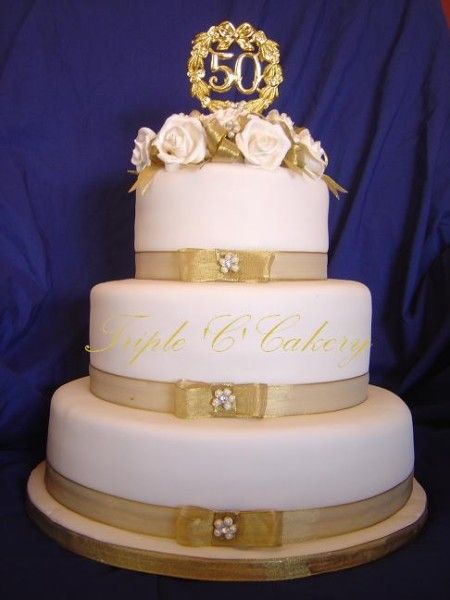 Golden Wedding Anniversary Cake