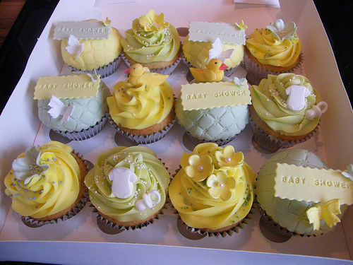 Green and Yellow Baby Shower Cupcakes